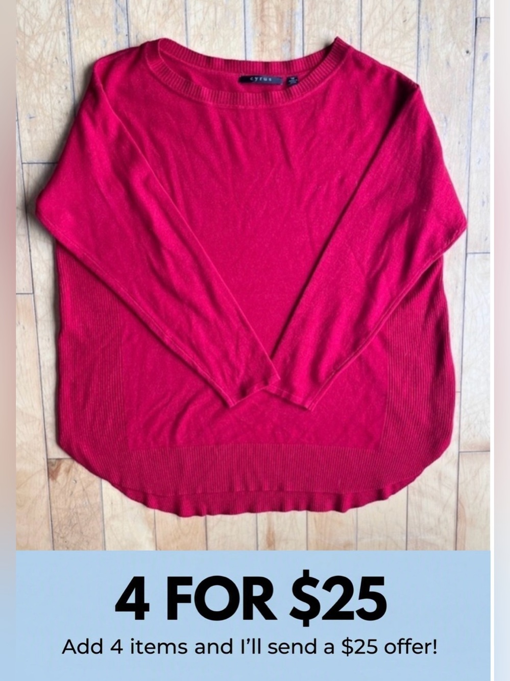Cyrus Red Lightweight Soft Casual Chic Knit Sweater Size 1X